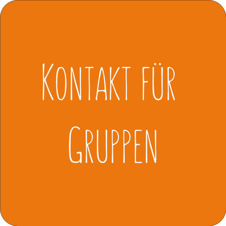 Orangefarbene Fläche mit Text „Kontakt für Gruppen“ – Evangelische Gesellschaft für Deutschland KdöR