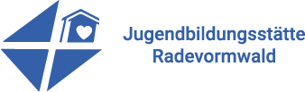 ogo „Jugendbildung Radevormwald“ mit Haus- und Herzsymbol in Blau auf hellem Hintergrund – Evangelische Gesellschaft für Deutschland KdöR